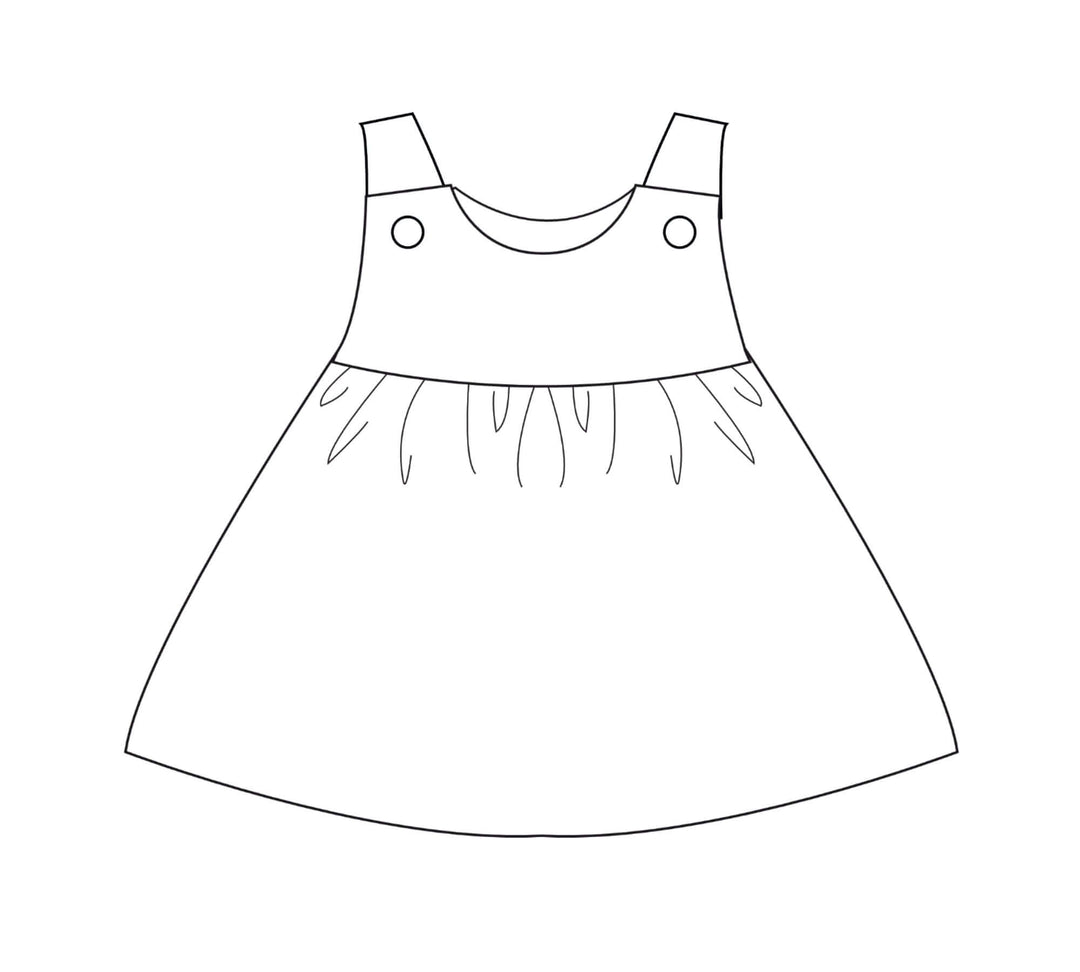 Schnittmuster Baby Twinset Babykleid Hängerchen und Pumphose CLARA EMI - Skizze eines Babykleides