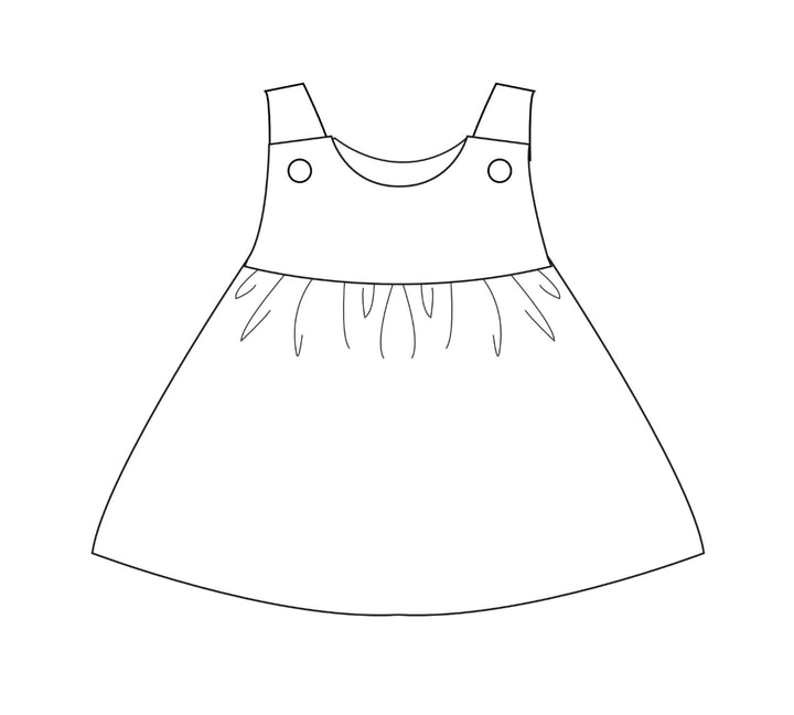 Schnittmuster Baby Twinset Babykleid Hängerchen und Pumphose CLARA EMI - Skizze eines Babykleides