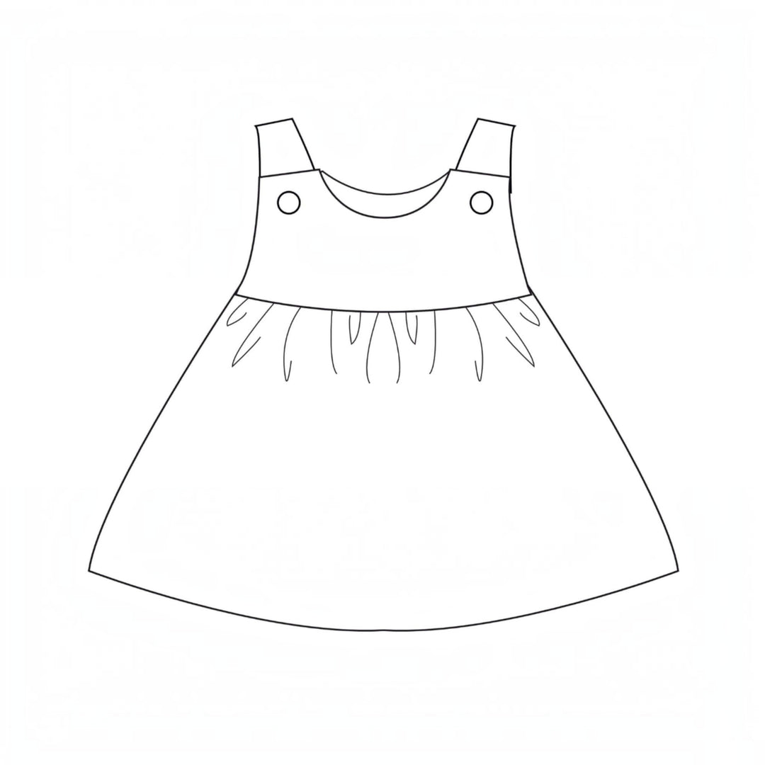 Baby Set PDF Schnittmuster BABY TWINSET – Trägerkleider & Pumphose 50/56–98/104 – Skizze eines Baby Trägerkleides