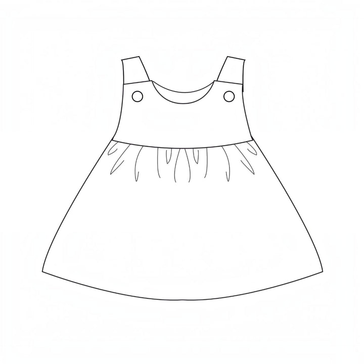 Baby Set PDF Schnittmuster BABY TWINSET – Trägerkleider & Pumphose 50/56–98/104 – Skizze eines Baby Trägerkleides