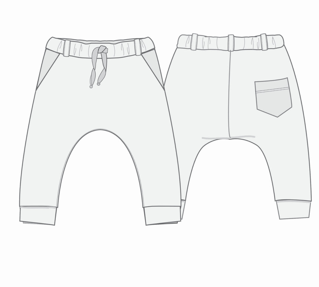 Sewing Pattern Kids Harem Pants DADO PDF Elastic Waist Pockets Sizes 12m-11y