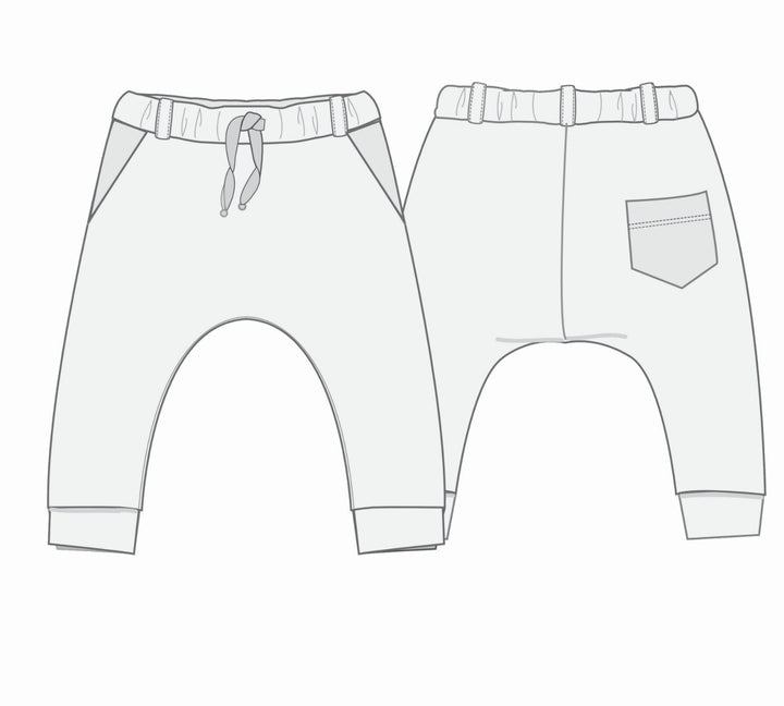 Sewing Pattern Kids Harem Pants DADO PDF Elastic Waist Pockets Sizes 12m-11y