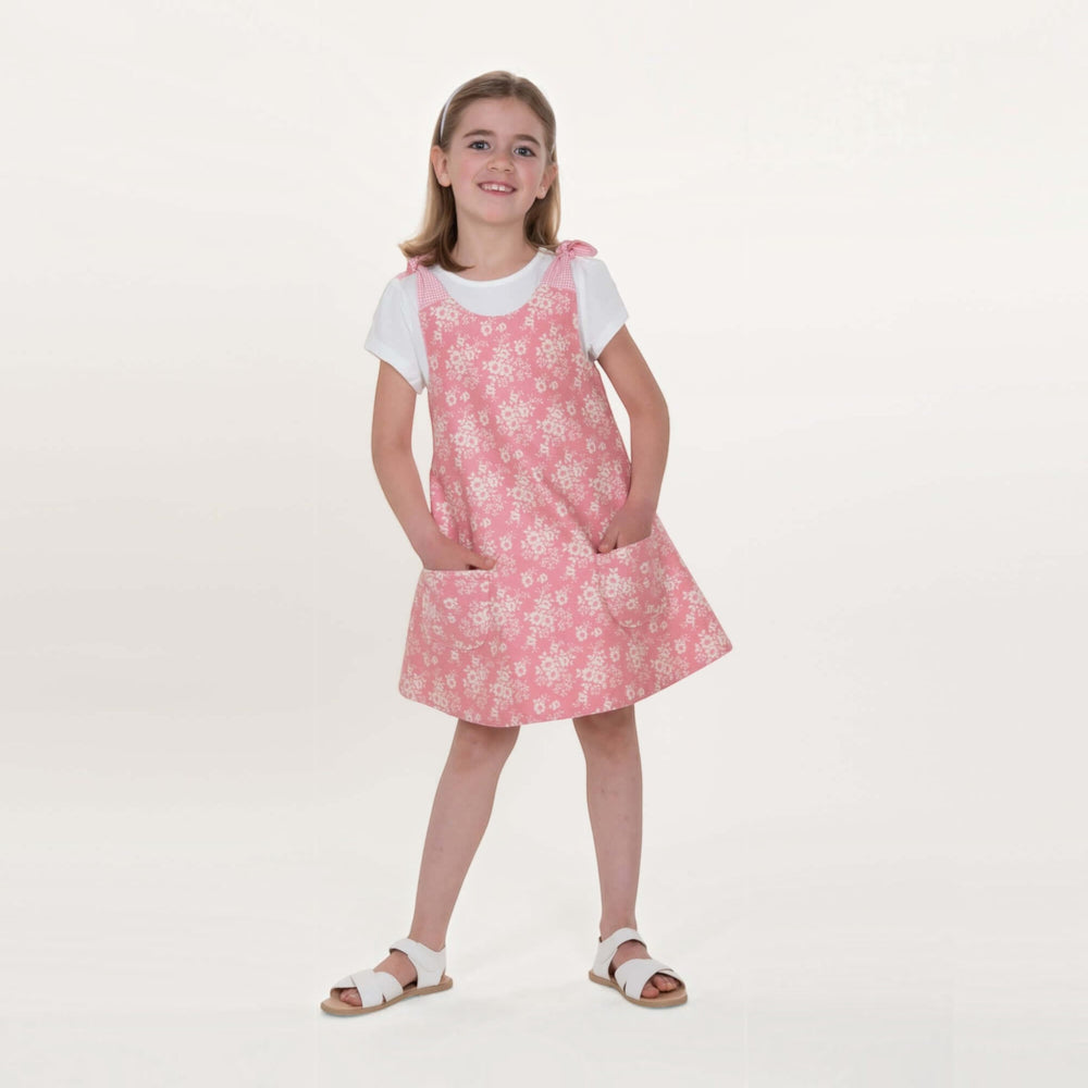 Tunika Kleid pdf Schnittmuster JULE ANTONIA STEFFI – 3-in-1 74/80–146/152 pink floral dress on girl
