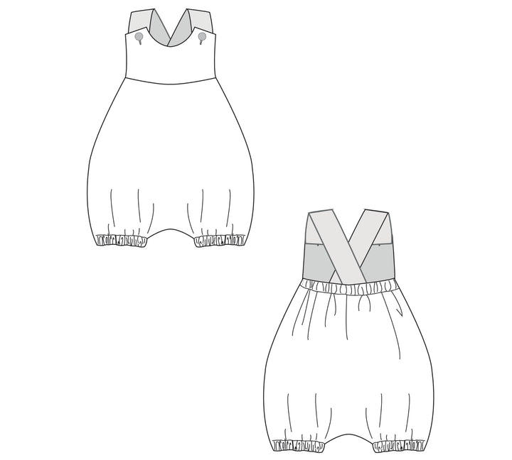 Sewing Pattern Set Romper Overalls LUNA CHARLOTTE PDF Sizes 0m-2y