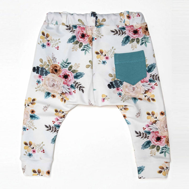 Haremshose PDF Schnittmuster DADO – Baggy Kinderhose mit Taschen 92/98–140/146 florale Kinderhose mit Taschen