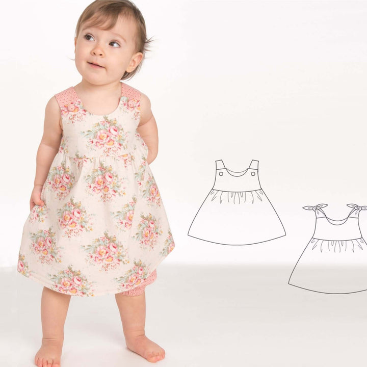 Babykleid PDF Schnittmuster LIPSIA CLARA – 2 Varianten 62/68–98/104