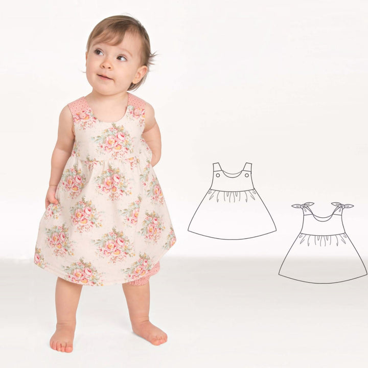 Babykleid PDF Schnittmuster LIPSIA CLARA – 2 Varianten 62/68–98/104