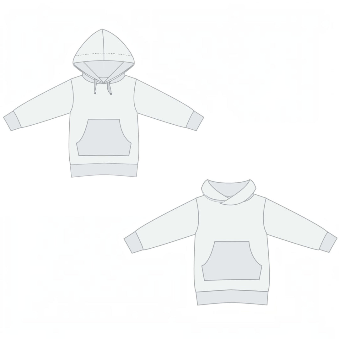 Kinder Hoodie PDF Schnittmuster ARWEN – Tunika mit Kapuze & Kragen 80/86–140/146 Schnittmuster für Hoodie Tunika