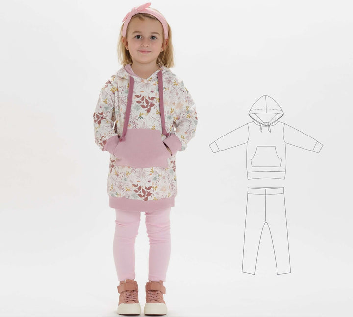 Schnittmuster Hoodie und Leggings ARWEN - Größen von 12 M bis 11 J