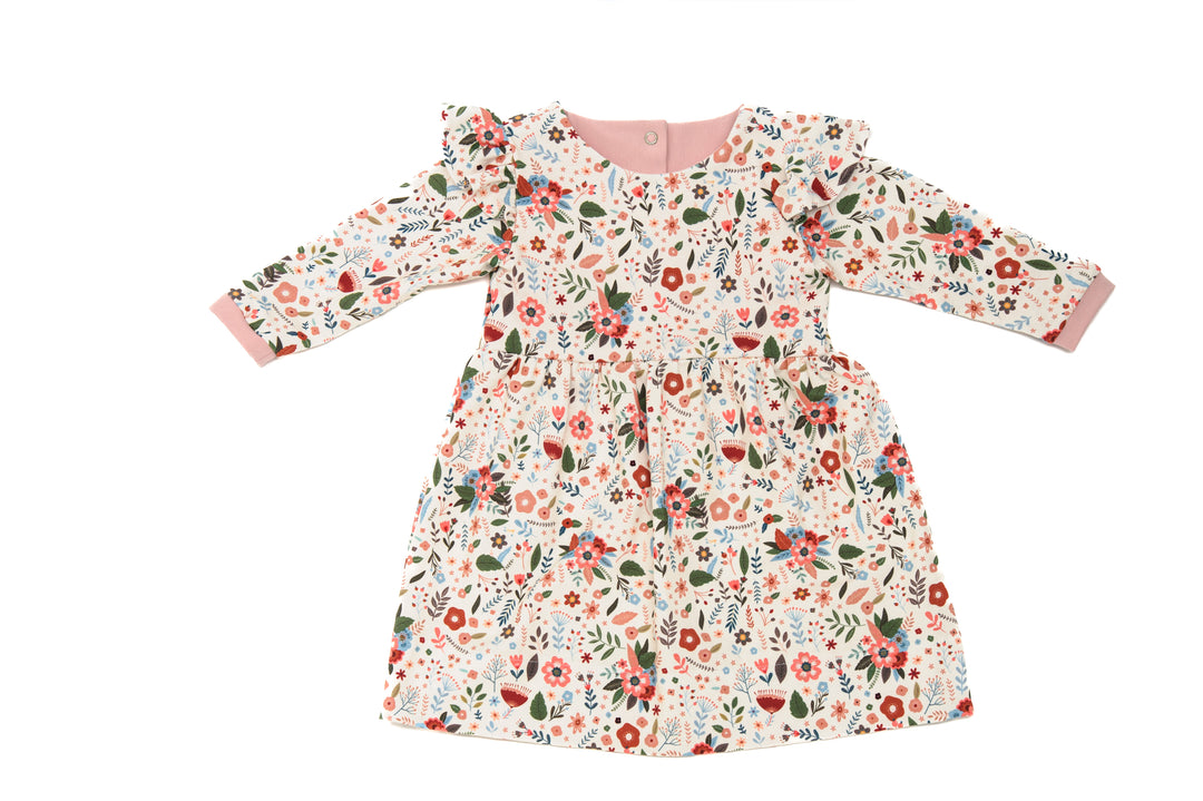 Schnittmuster Mädchenkleid ELLA – Retro Kleid mit Volants und Blumenmuster für Mädchen