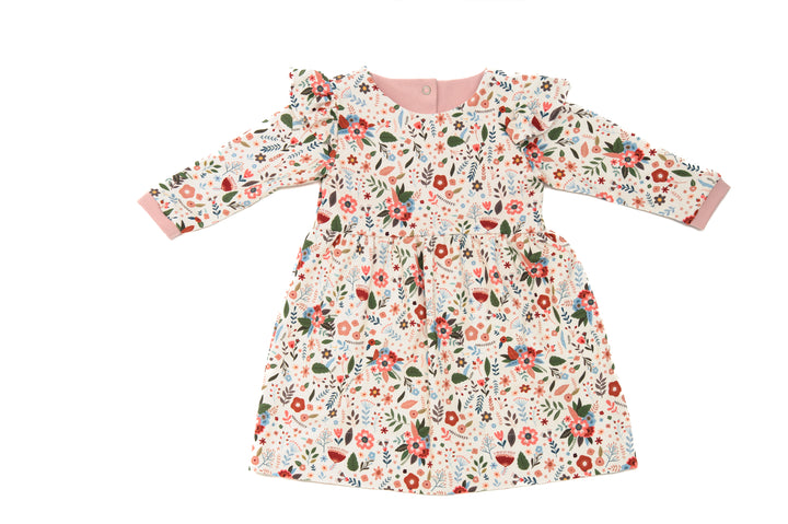 Schnittmuster Mädchenkleid ELLA – Retro Kleid mit Volants und Blumenmuster für Mädchen