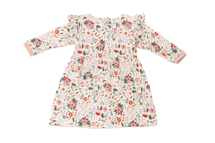 Schnittmuster Mädchenkleid ELLA – Retro Kleid mit Volants in buntem Blumenmuster