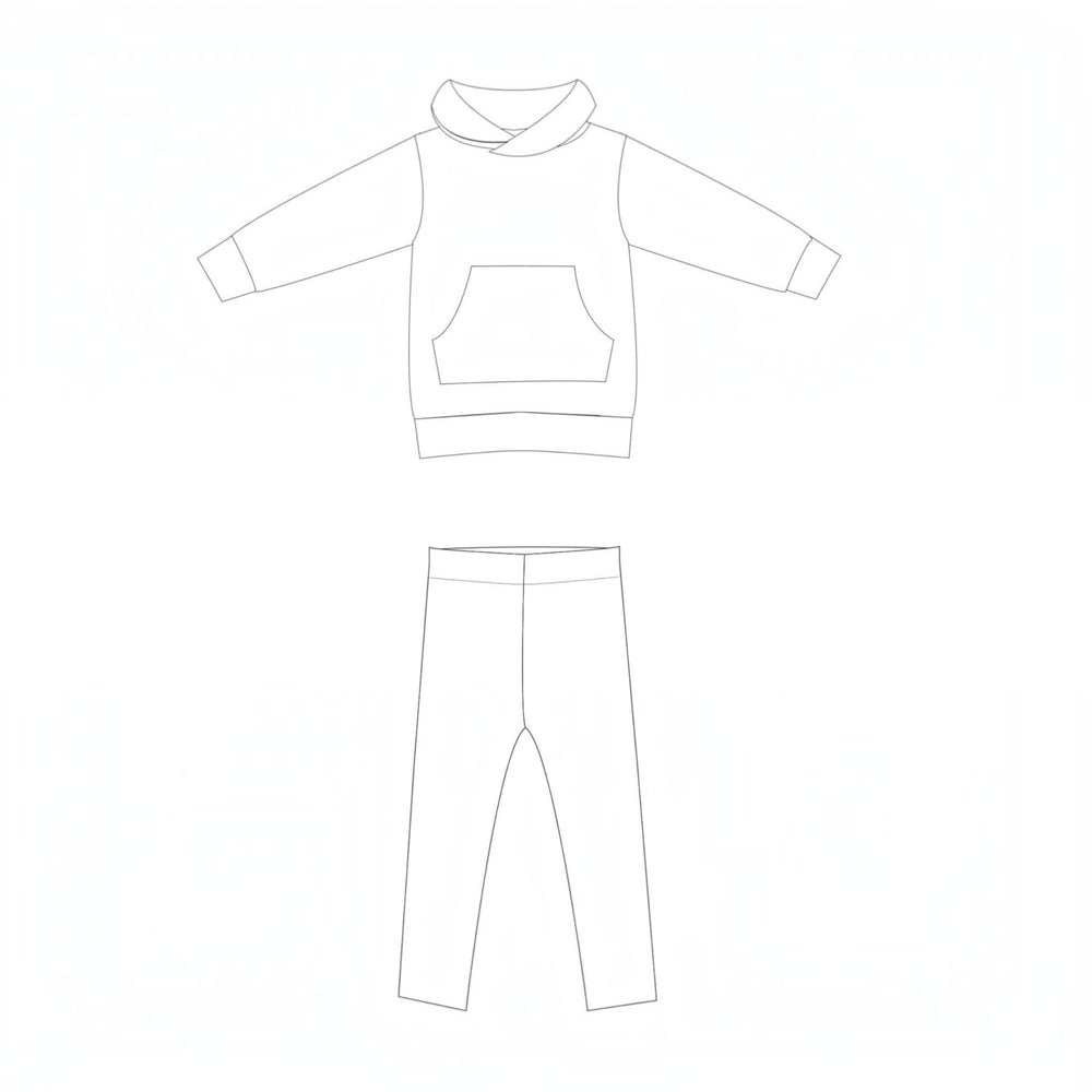 Kinder Hoodie PDF Schnittmuster ARWEN – Tunika mit Kapuze & Kragen 80/86–140/146 Schnittmuster für Hoodie und Hose.