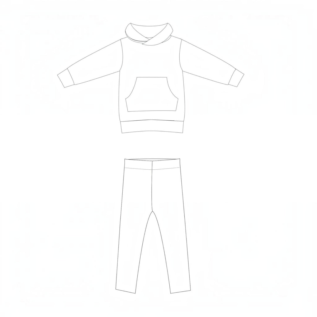 Kinder Hoodie PDF Schnittmuster ARWEN – Tunika mit Kapuze & Kragen 80/86–140/146 Schnittmuster für Hoodie und Hose.