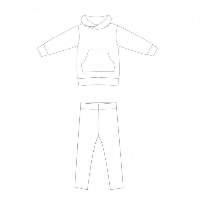 Kinder Hoodie PDF Schnittmuster ARWEN – Tunika mit Kapuze & Kragen 80/86–140/146 Schnittmuster für Hoodie und Hose.