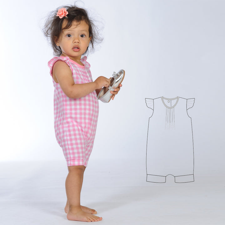 Sewing Pattern Baby Jumpsuit MIA PDF 2 Views Headband Sizes 0m-4y