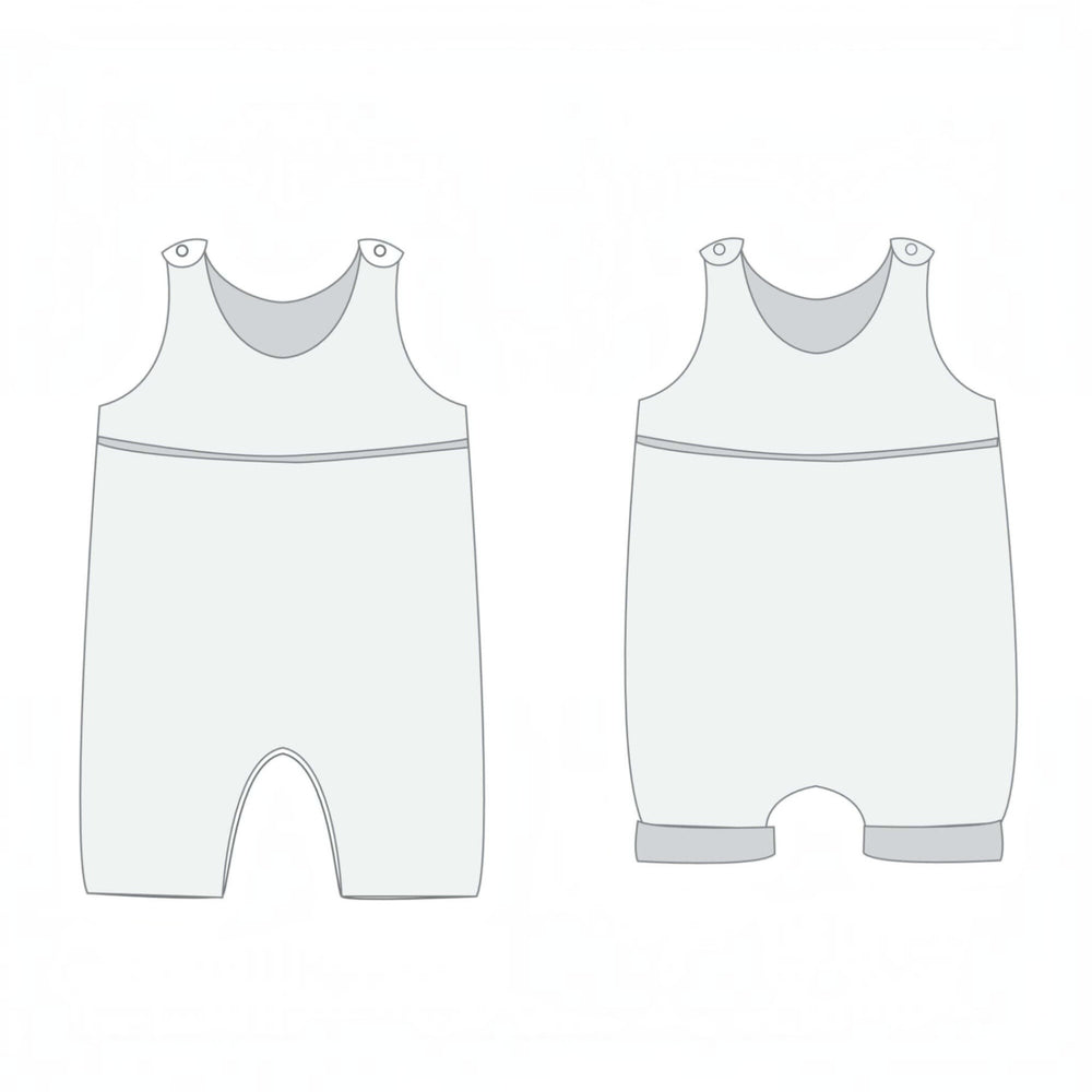 Baby Strampler PDF Schnittmuster DOLCE & Mütze MILA – Set 56/62–92/98, grau, zwei Designs, Schnittmuster für Babykleidung