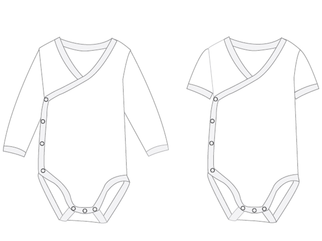 Children's wrap bodysuit pattern Ebook pdf sizes: 38/44 premature babies, 50/56, 62/68, 74/80, 86/92 CIELO