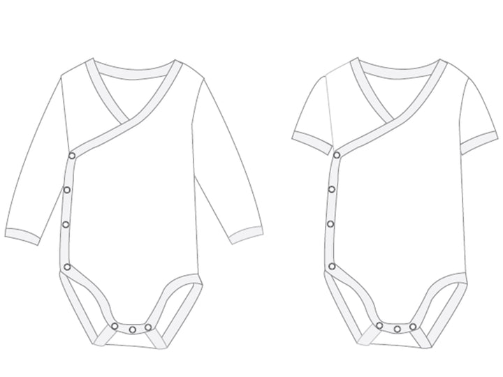 Children's wrap bodysuit pattern Ebook pdf sizes: 38/44 premature babies, 50/56, 62/68, 74/80, 86/92 CIELO