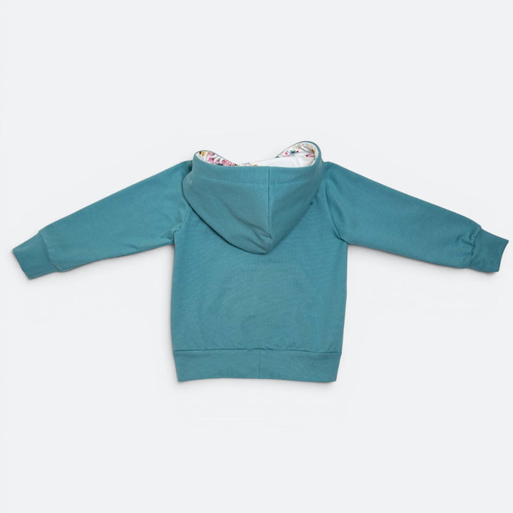 Kinder Hoodie PDF Schnittmuster FLY – 2-in-1 mit Kapuze & Kragen 80/86–140/146 in blau