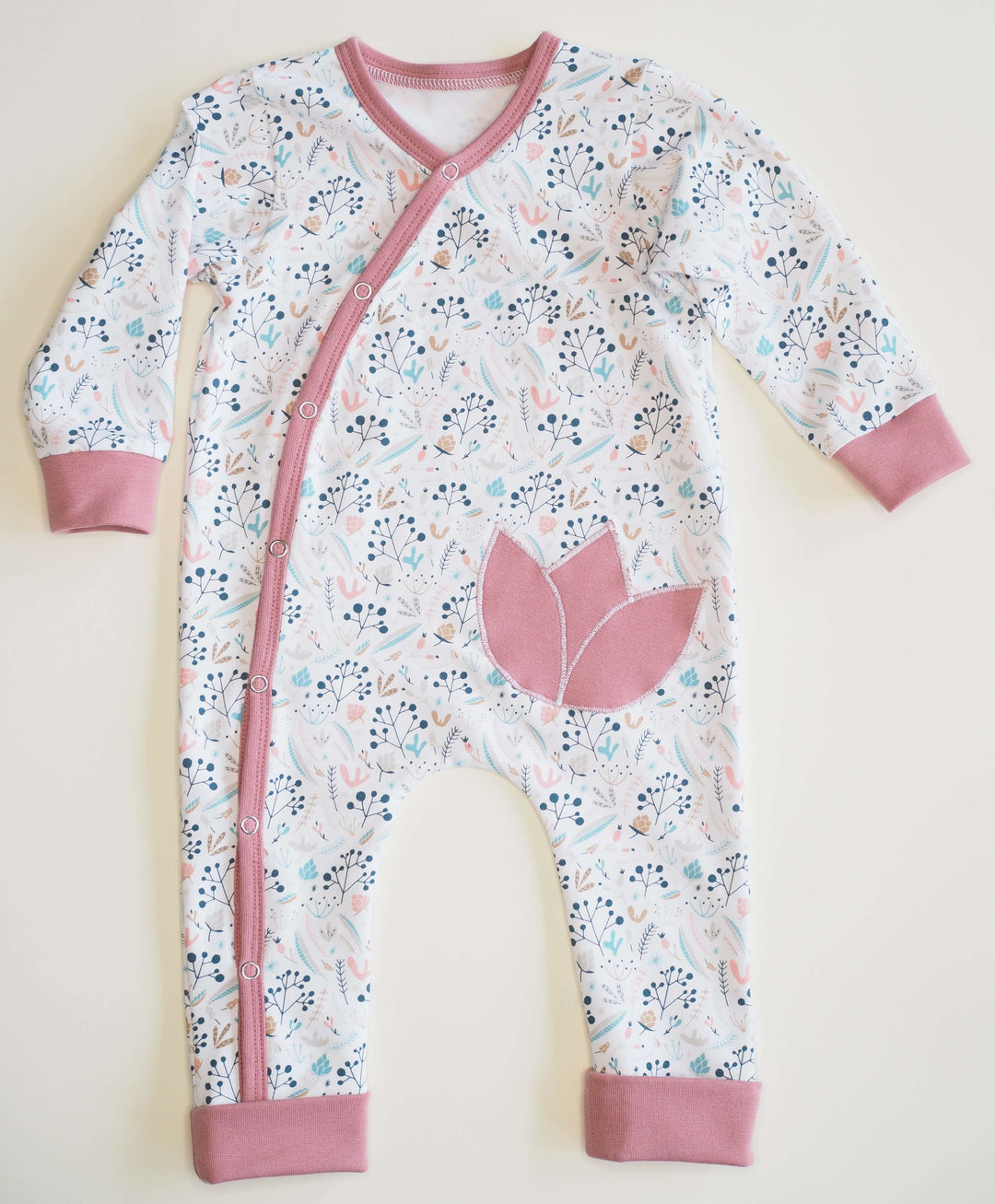 Baby romper with full button placket and cuffs, sewing pattern ebook LISA by Patternforkids