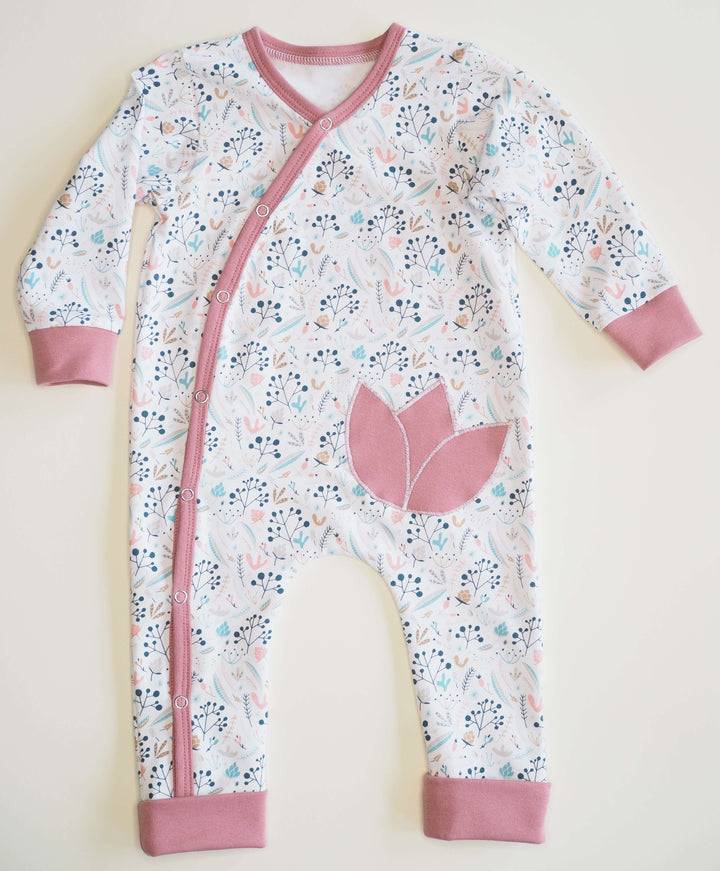 Baby romper with full button placket and cuffs, sewing pattern ebook LISA by Patternforkids