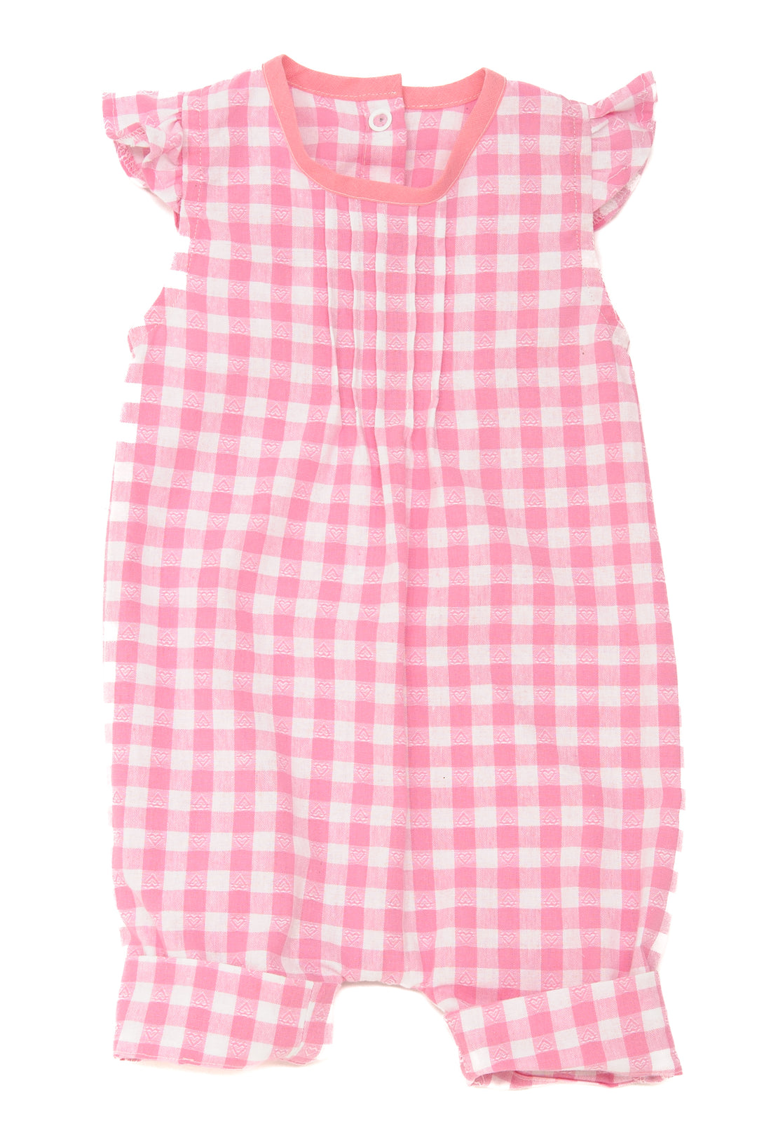Schnittmuster Baby Overall MIA – Sommer-Jumpsuit in rosa Karomuster für Mädchen (Gr. 50-104)