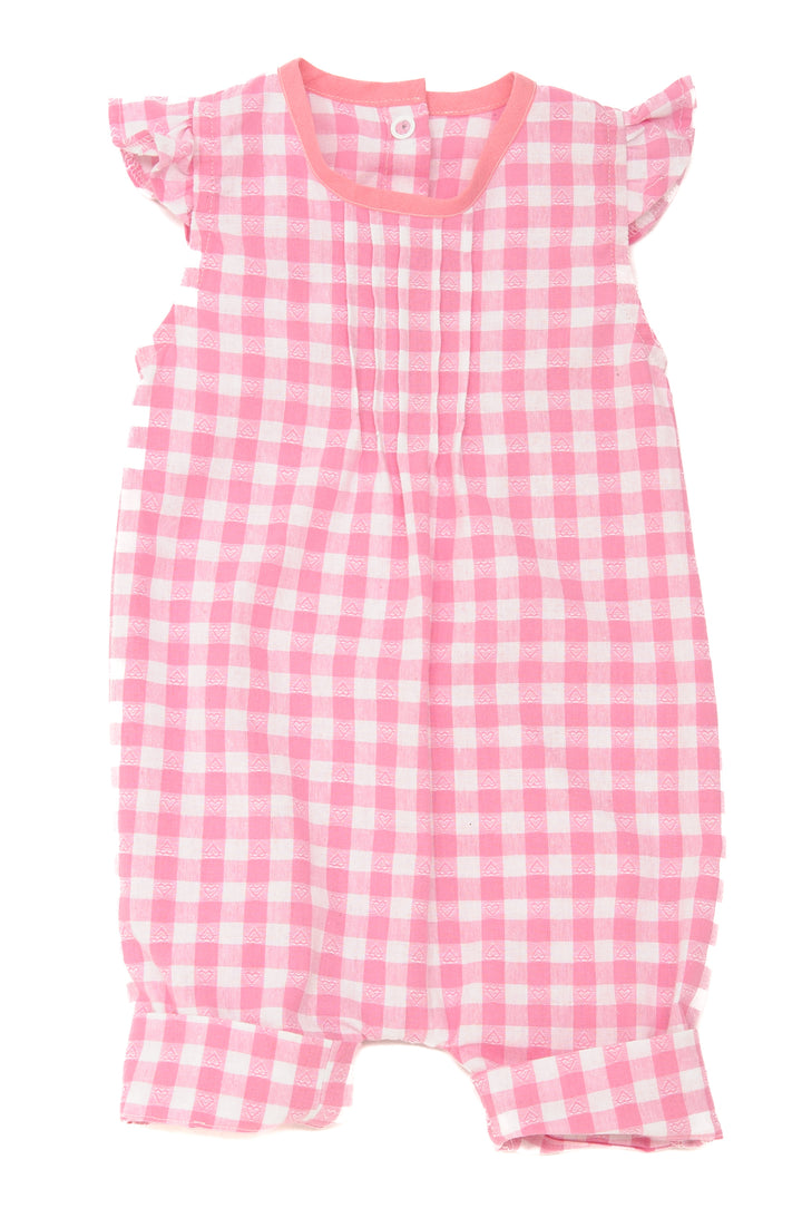 Schnittmuster Baby Overall MIA – Sommer-Jumpsuit in rosa Karomuster für Mädchen (Gr. 50-104)