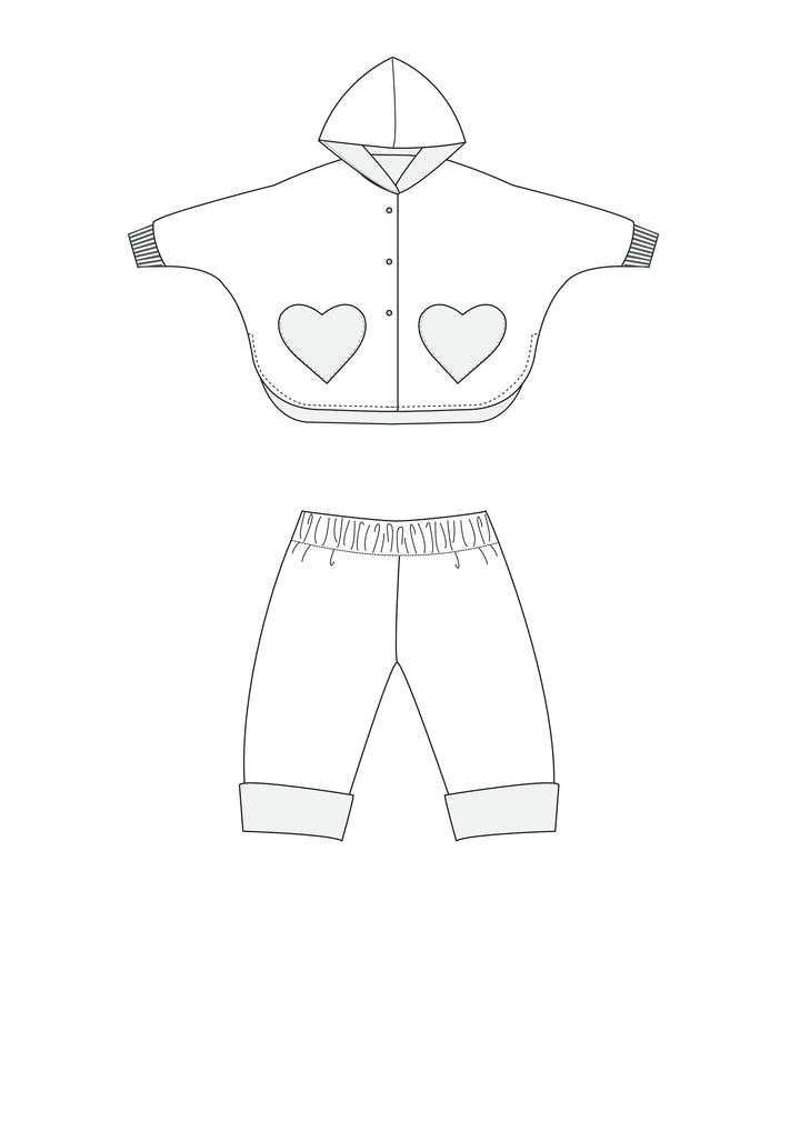 MARA + FIOCCO Mädchen Poncho Schnittmuster mit Kapuze + Ärmel Kombi Set