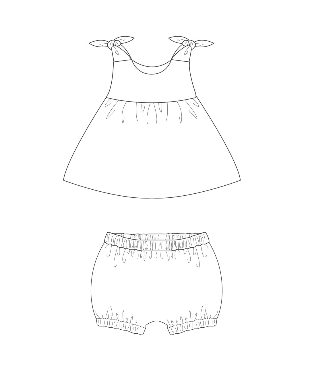 Baby Twin set romper and bloomers LIPSIA + ELISA sewing pattern Ebook pdf