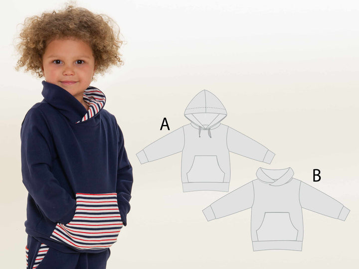 FLY Kinder Hoodie Schnittmuster Größen 12M–11J