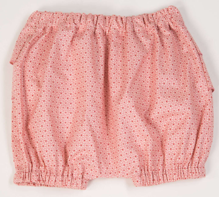 Schnittmuster Baby Twinset Babykleid Hängerchen und Pumphose CLARA EMI rosa Pumphose mit Rüschen im Bild