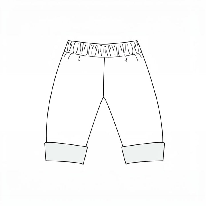 Kinder Wendehose PDF Schnittmuster FIOCCO – gefüttert 74/80–134/140, geschnittene Hose mit elastischem Bund und umgeschlagenen Beinabschlüssen
