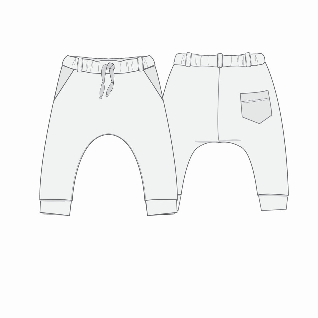 Baby Sweatpants Sewing Pattern PDF – Toddler Girl Pants with Elastic Waistband &amp; Pockets – Beginner-Friendly Instructions – Sewing Sweatpants DADO