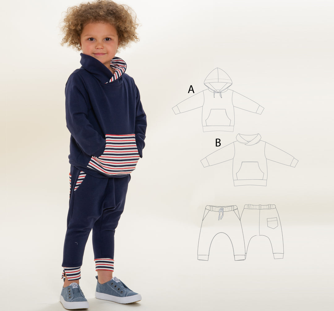 FLY und DADO Schnittmuster Sweatshirt Hoodie und Haremshose, Jogginghose