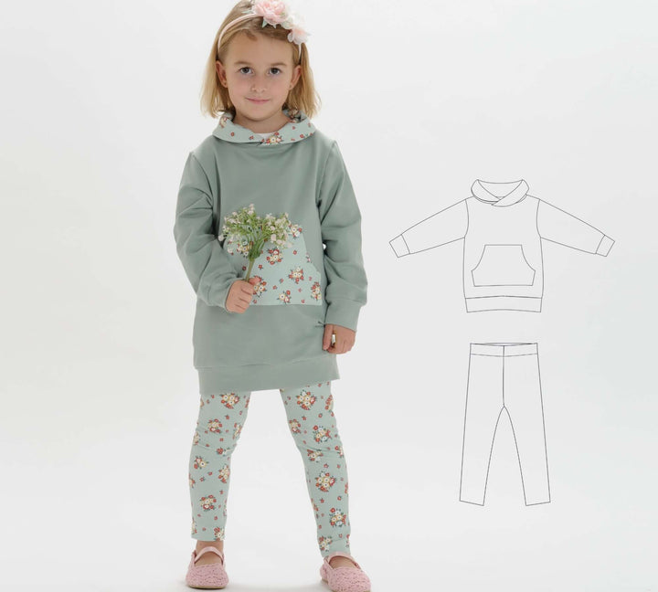 Schnittmuster Hoodie und Leggings ARWEN - Größen von 12 M bis 11 J