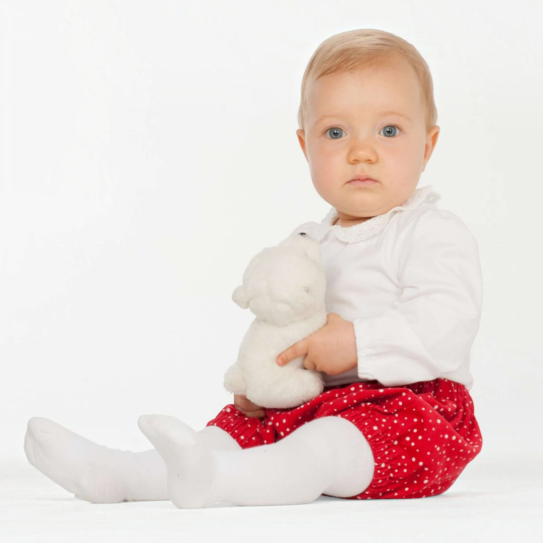 Baby Set PDF Schnittmuster BABY TWINSET – Trägerkleider & Pumphose 50/56–98/104: Kleines Mädchen mit Stofftier.