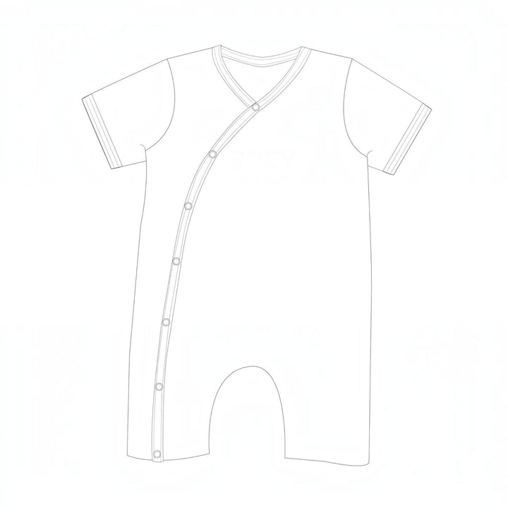 Baby Strampler PDF Schnittmuster LEON – 2-in-1 mit Druckknöpfen 50/56–98/104 Baby Overall mit diagonaler Druckknopföffnung.