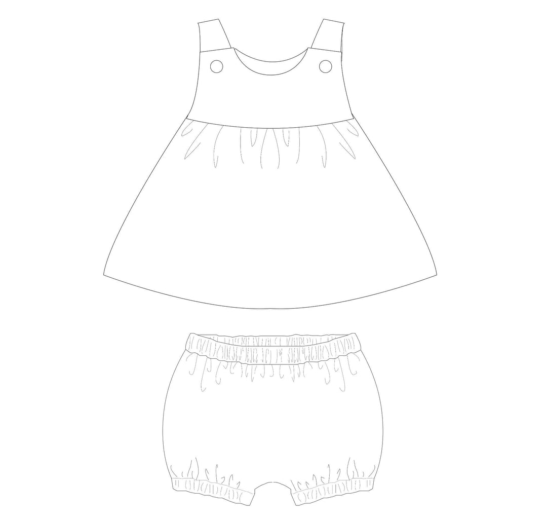 Schnittmuster Baby Twinset Babykleid Hängerchen und Pumphose CLARA EMI für ein sommerliches Baby-Outfit