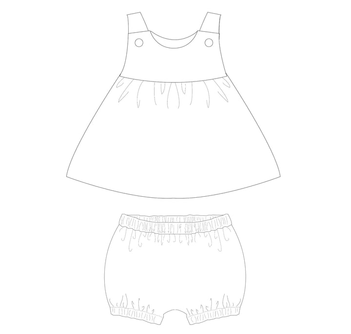 Schnittmuster Baby Twinset Babykleid Hängerchen und Pumphose CLARA EMI für ein sommerliches Baby-Outfit