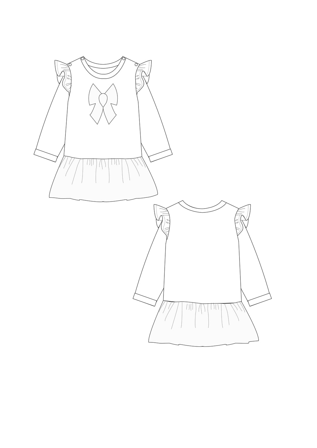 Schnittmuster Baby Sweatshirt und Kleid SOPHIE PDF - 5 Größenoptionen