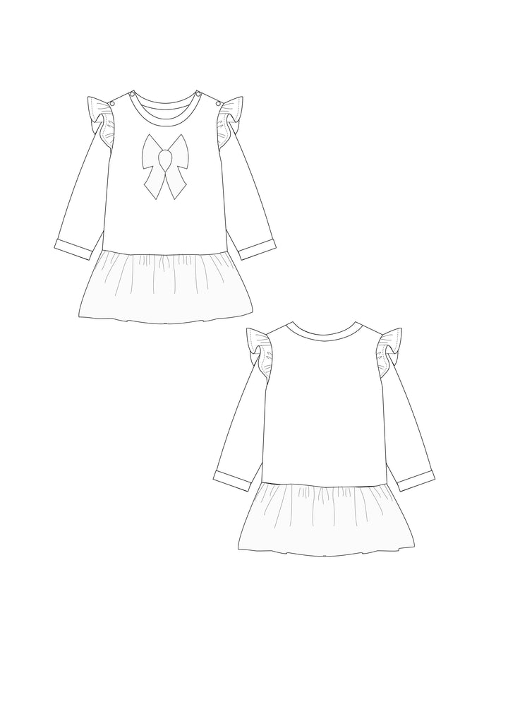 Schnittmuster Baby Sweatshirt und Kleid SOPHIE PDF - 5 Größenoptionen