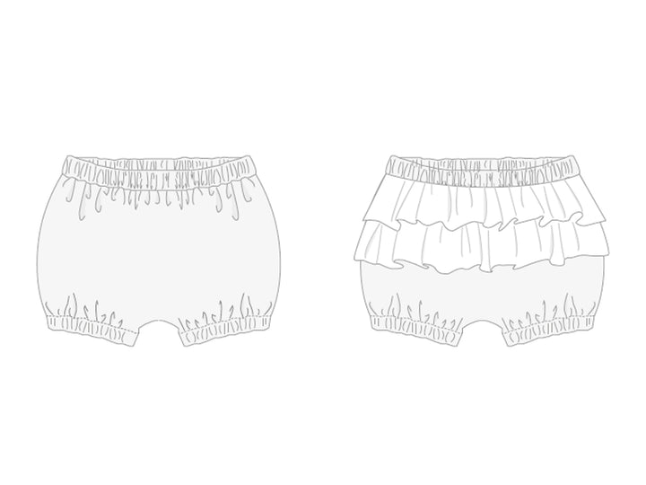 Schnittmuster Baby Twinset Babykleid Hängerchen und Pumphose, zwei Varianten von Pumphosen für Babys