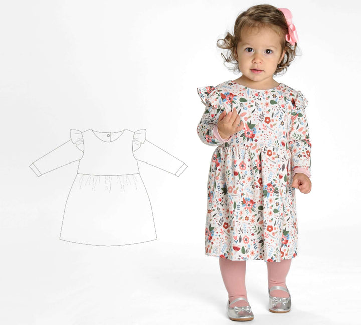Schnittmuster Mädchenkleid ELLA – Retro Kleid mit Volants