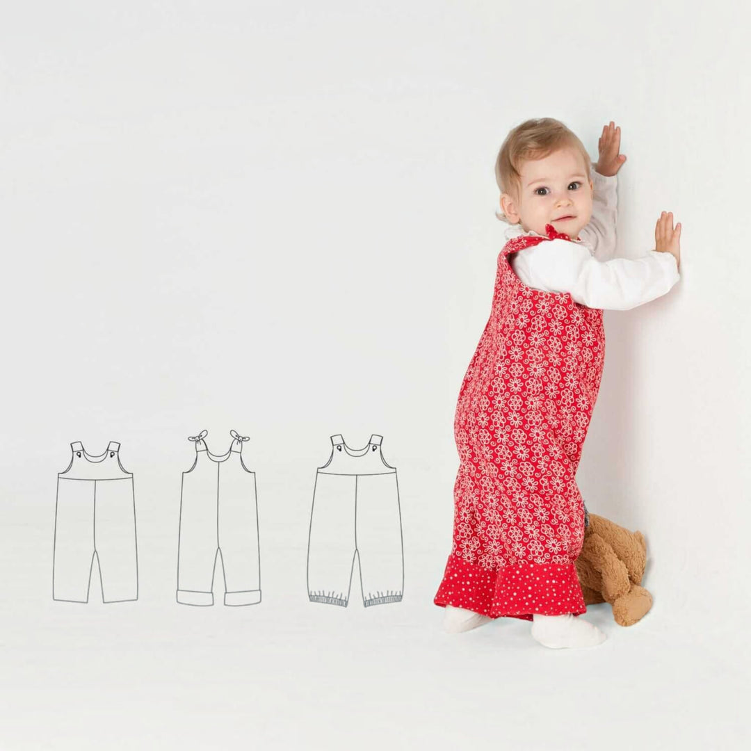Lilli&BO Baby Latzhose mit Schleifen gefüttert Schnittmuster Ebook pdf Schnittmuster PDF Ebook download Patternforkids