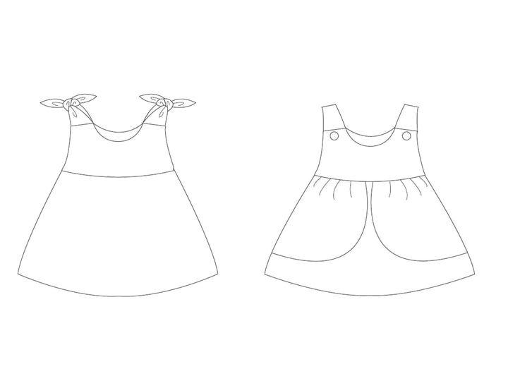 Schnittmuster Download – Mädchen Pinafore Kleid – Digitales PDF-Format – Komplette Anleitung – Rüschen-Design – Gefüttertes Oberteil – Baby- & Kleinkindgrößen – Einfacher Projektleitfaden – Druckbares Format – Mehrere Größen enthalten