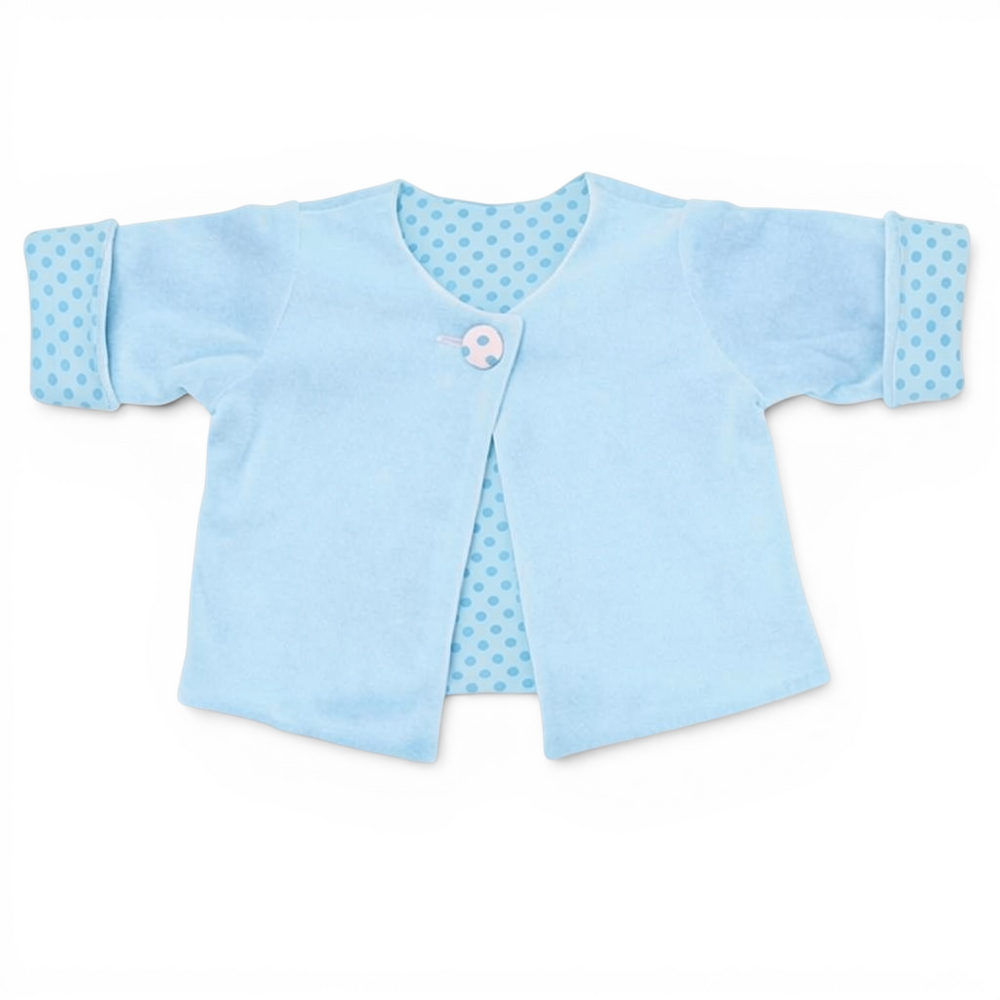Patternforkids FILIPPA Wendejacke für Babys aus hellblauem Nicki mit gepunktetem Innenfutter und Knopfverschluss