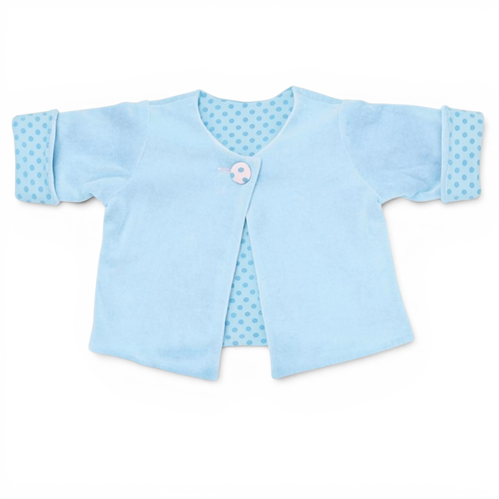 Patternforkids FILIPPA Wendejacke für Babys aus hellblauem Nicki mit gepunktetem Innenfutter und Knopfverschluss