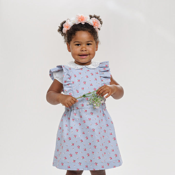 Latzkleid PDF Schnittmuster LIVIA – Rüschenkleid mit Trägern 68/74–116/122, süßes Mädchenkleid mit Rüschen und Blumen