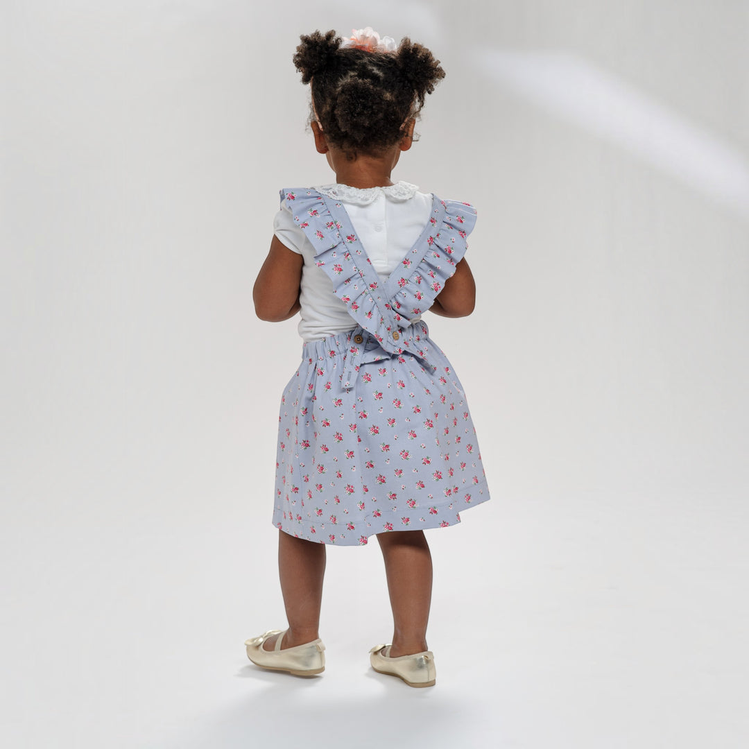 Latzkleid PDF Schnittmuster LIVIA – Rüschenkleid mit Trägern 68/74–116/122, Mädchenkleid mit Rückenträgern und Rüschen.